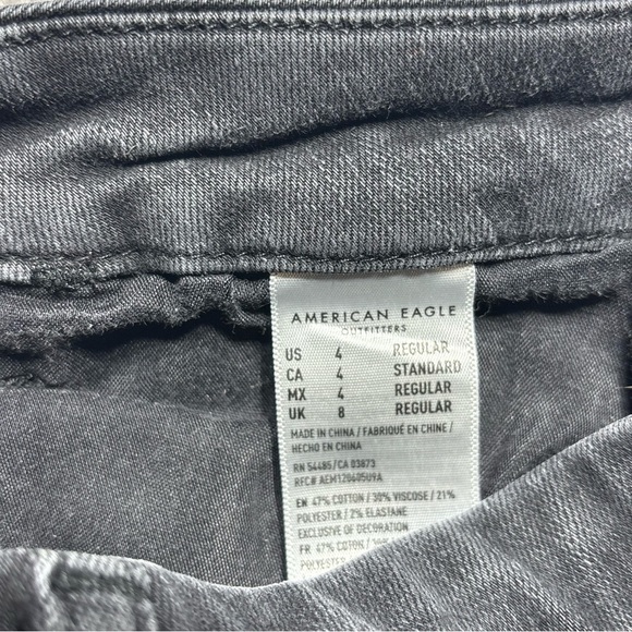 American Eagle Jeans Womens 4 Curvy Hi Rise Jegging Black Stretch Casual Party - Picture 4 of 6